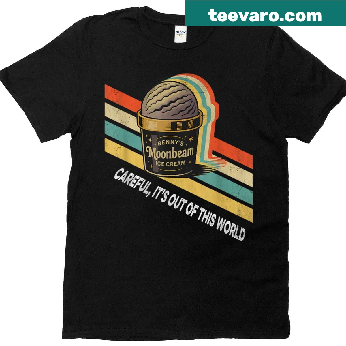 Retro ice cream truck and popsicles graphic on T-shirt — on a men's t-shirt