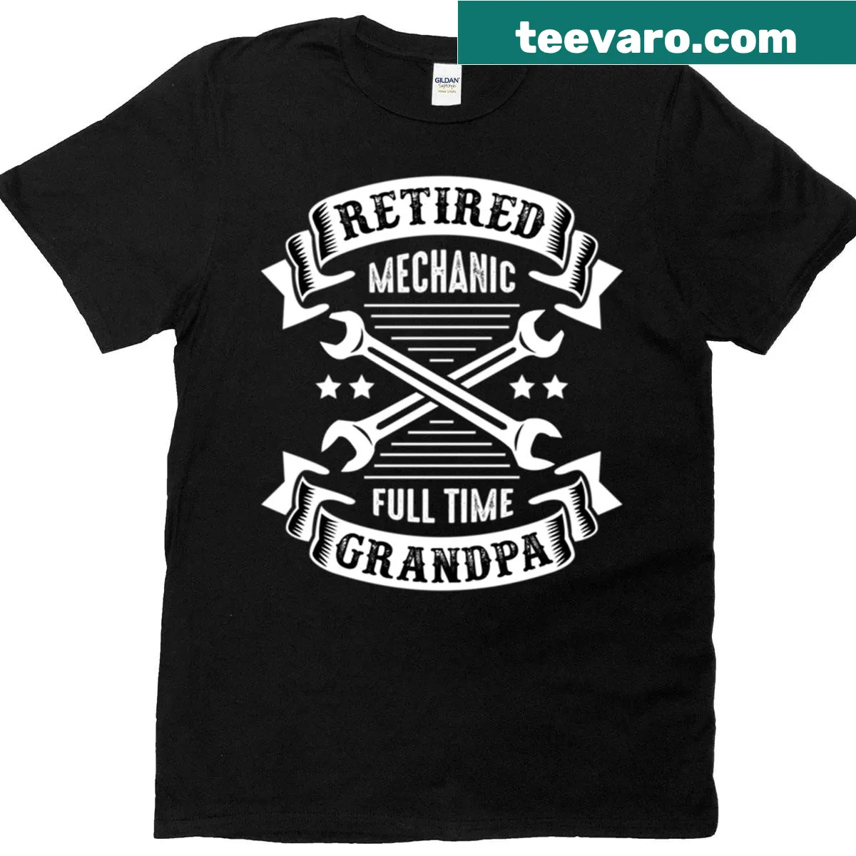 Funny vintage graphic T-shirt for retired mechanics — on a men's t-shirt