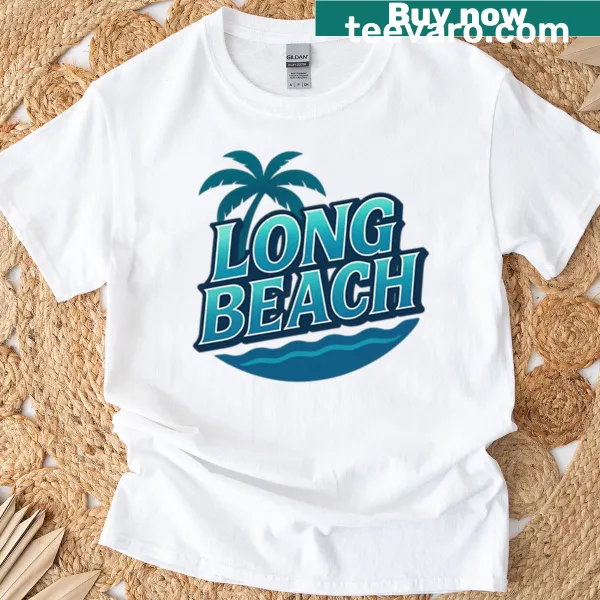 T-shirt featuring an artistic wave design inspired by Long Beach