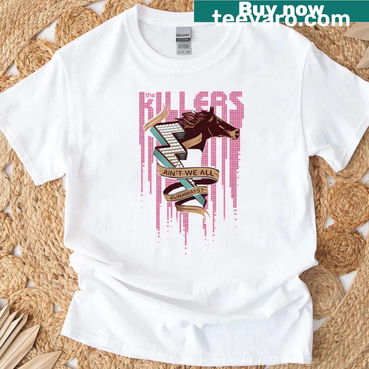 Illustrative t-shirt with a design themed around adventure — on a men's t-shirt