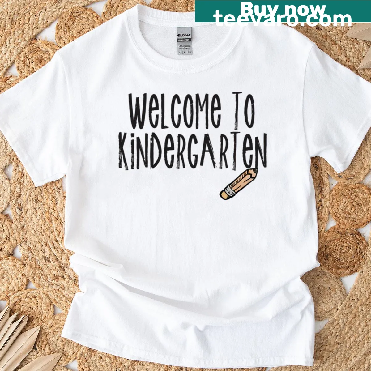 T-shirt with text: Welcome To Kindergarten — on a men's t-shirt