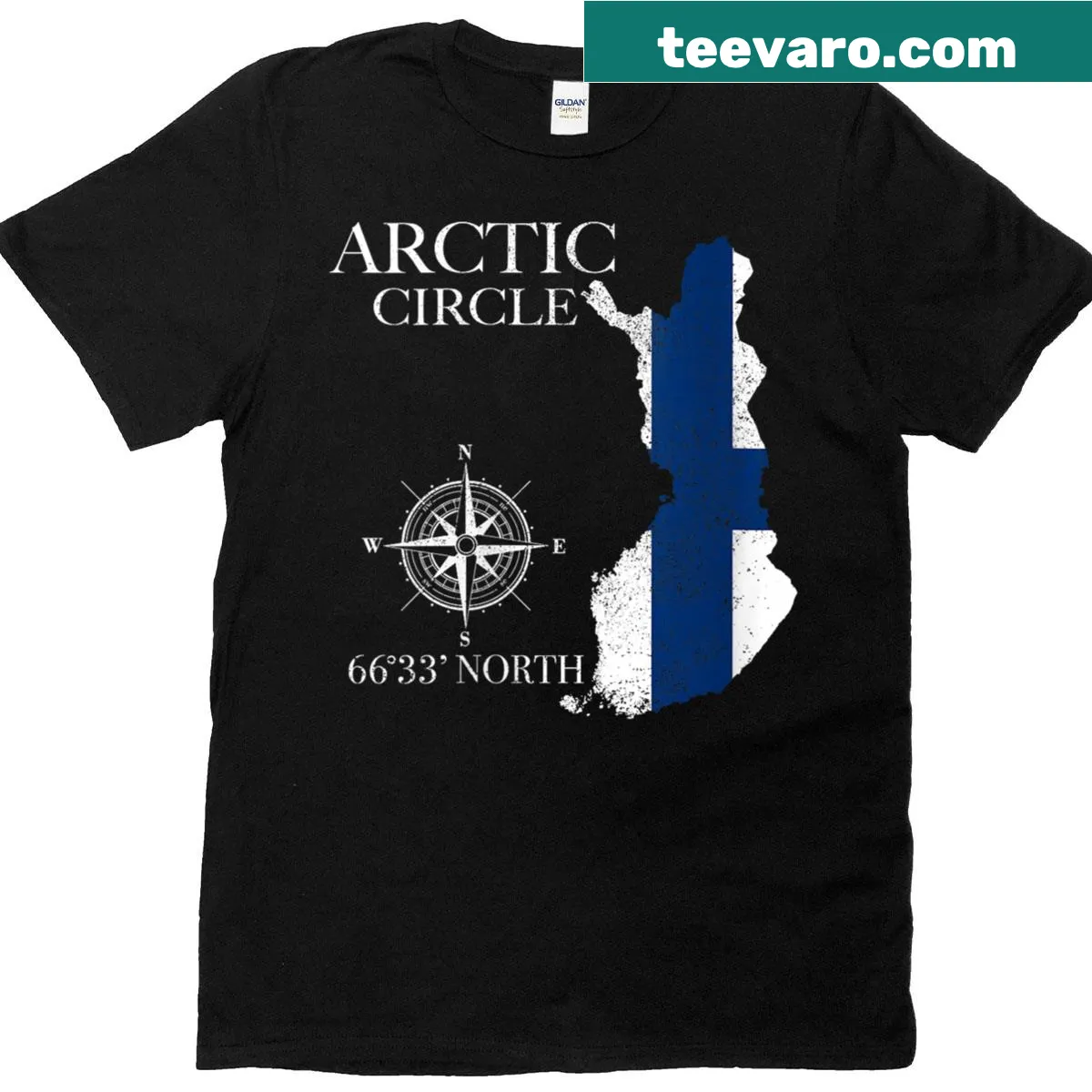 Souvenir t-shirt showcasing Arctic Circle Lapland Finland design — on a men's t-shirt