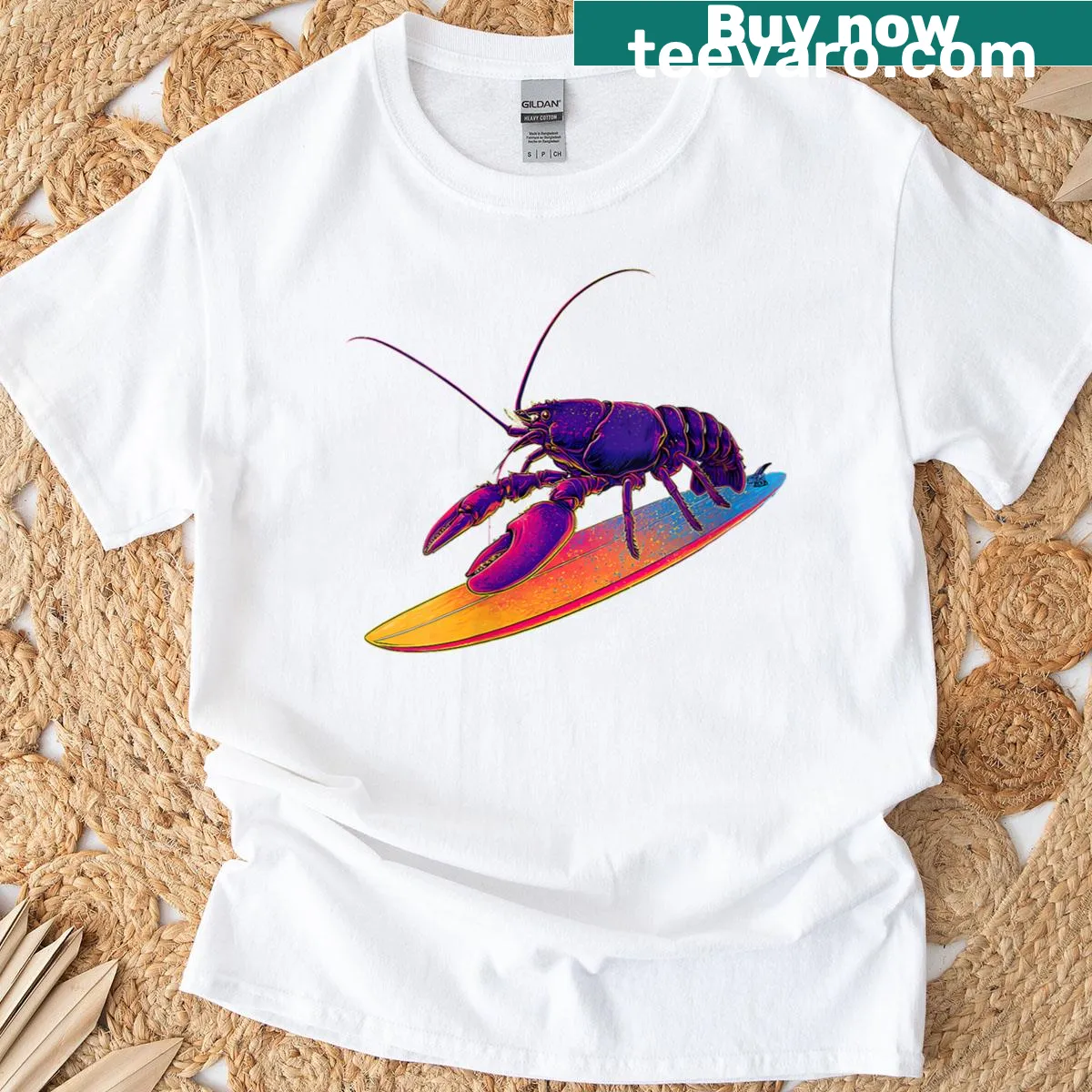 Lobster t-shirt with crustacean graphic for seafood lovers — on a men's t-shirt