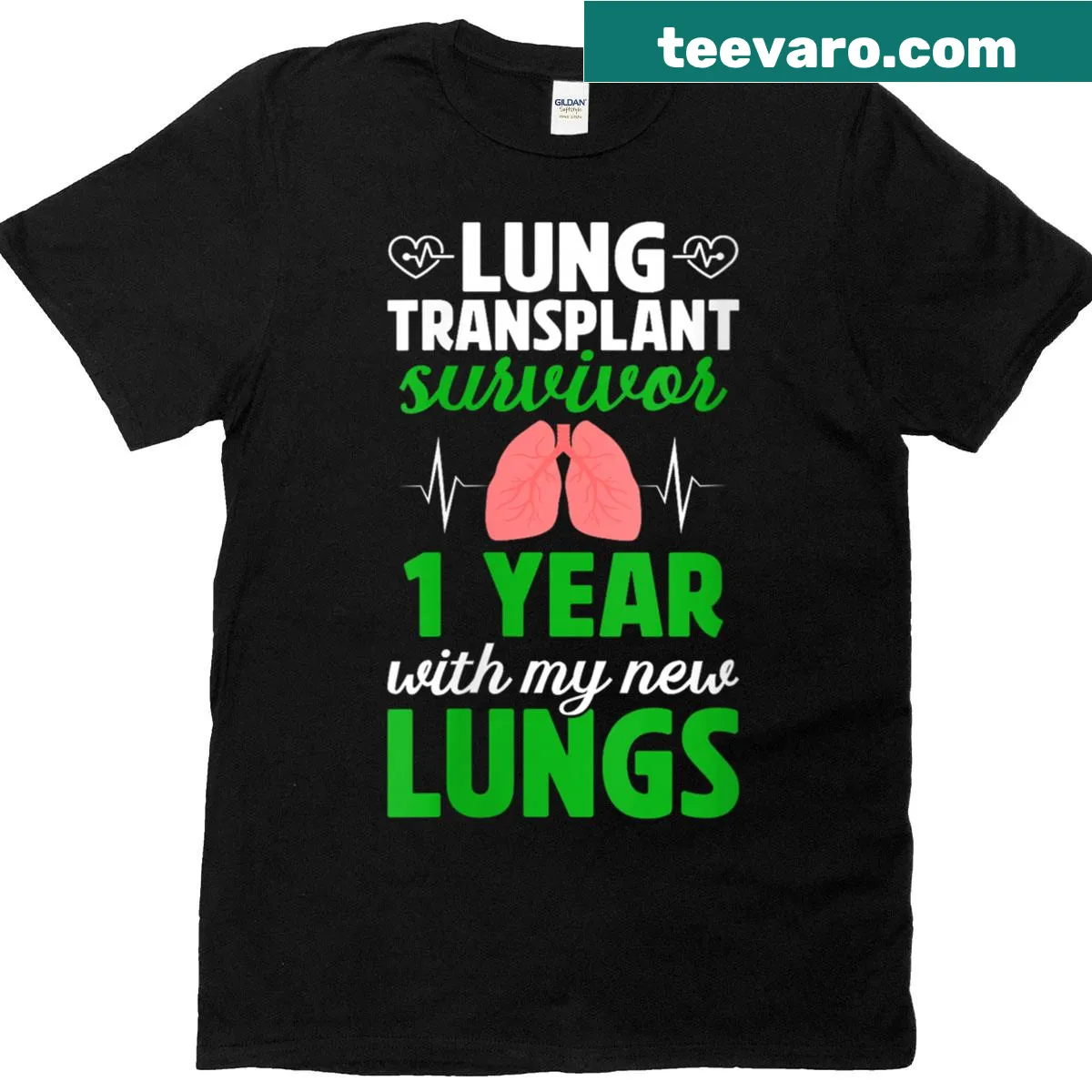 Lung transplant survivor t-shirt for one year with new lung — on a men's t-shirt