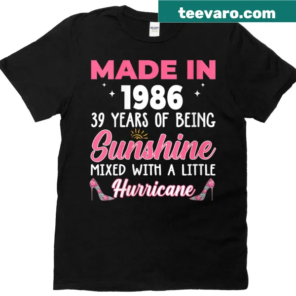 Birthday t-shirt celebrating turning 39 with 1986 design