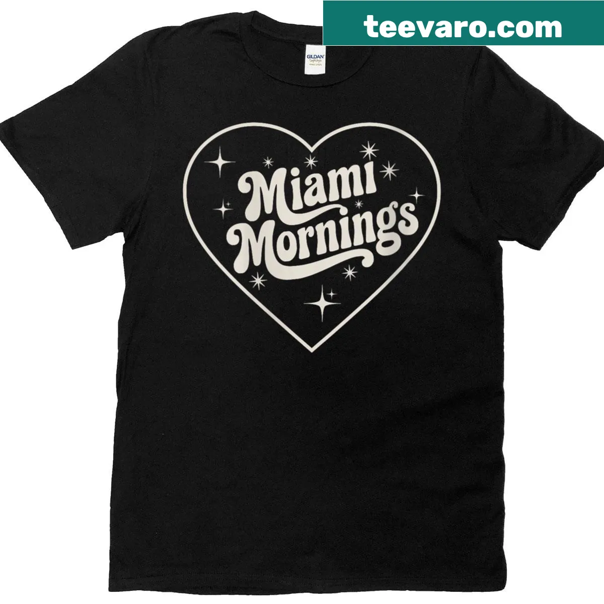 Cute heart-themed Miami city pride T-shirt — on a men's t-shirt
