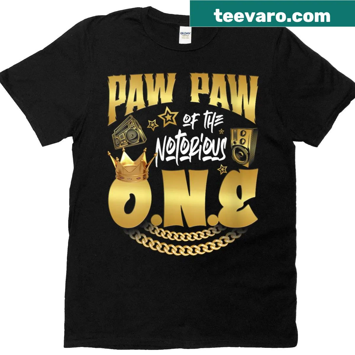 Retro 1st birthday t-shirt for a proud paw paw with hip hop theme — on a men's t-shirt