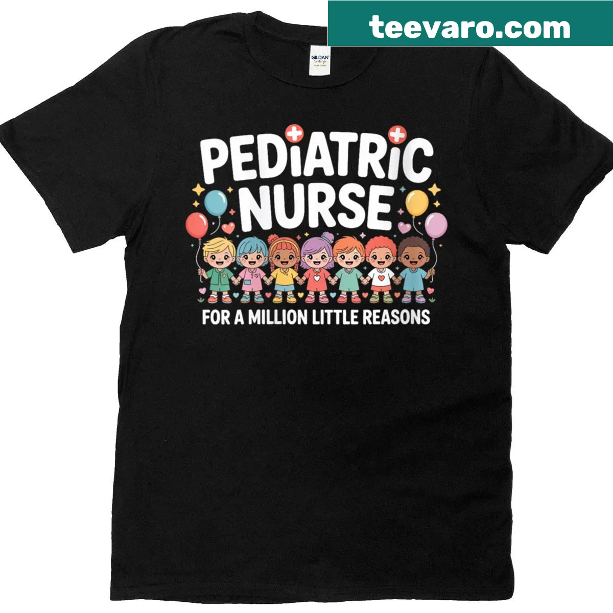 Cute pediatric nurse t-shirt highlighting dedication to children — on a men's t-shirt