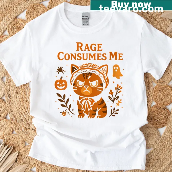 Cute Halloween humor t-shirt with cat meme and playful text