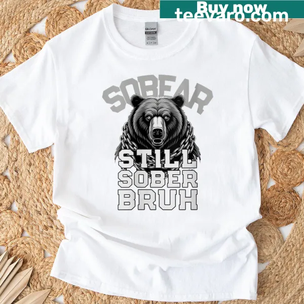 Vintage bear graphic tee celebrating sobriety