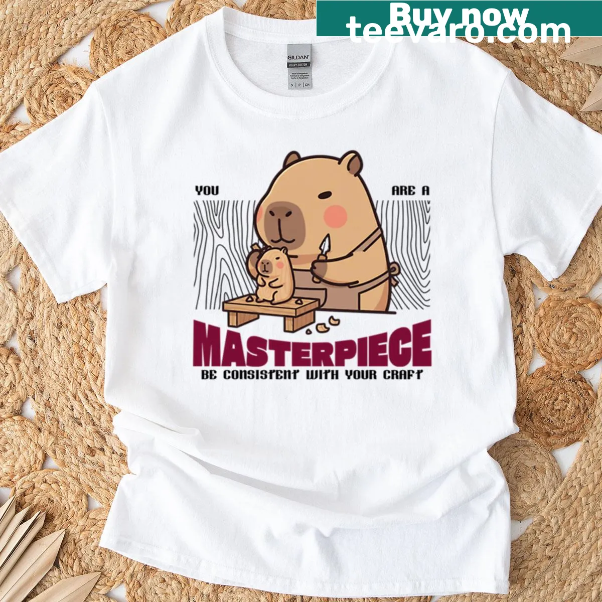 Inspirational T-shirt with 'You Are A Masterpiece' hand-lettered design — on a men's t-shirt