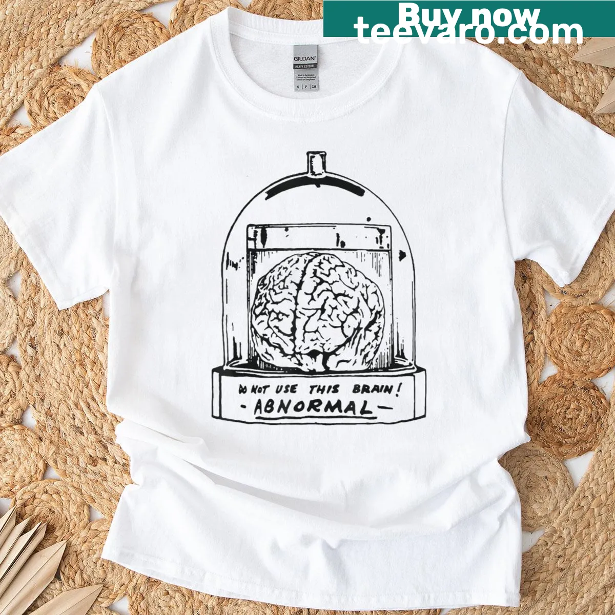 Retro Young Frankenstein T-shirt with 'Abby Normal' graphic. — on a men's t-shirt