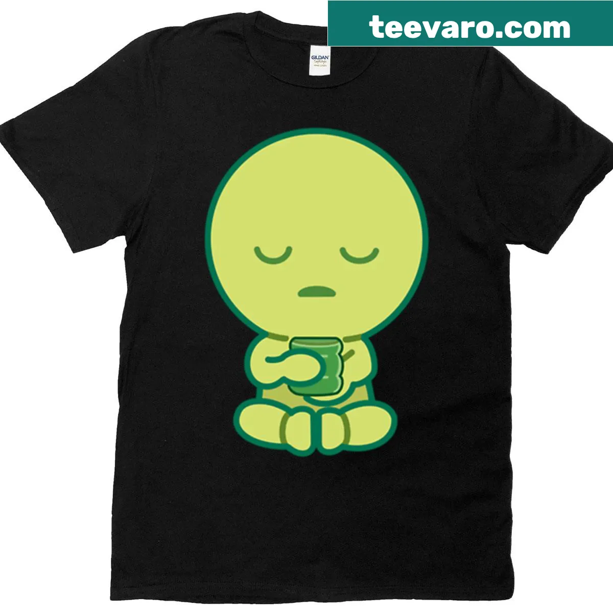 Zen-inspired t-shirt featuring the Smiski character — on a men's t-shirt