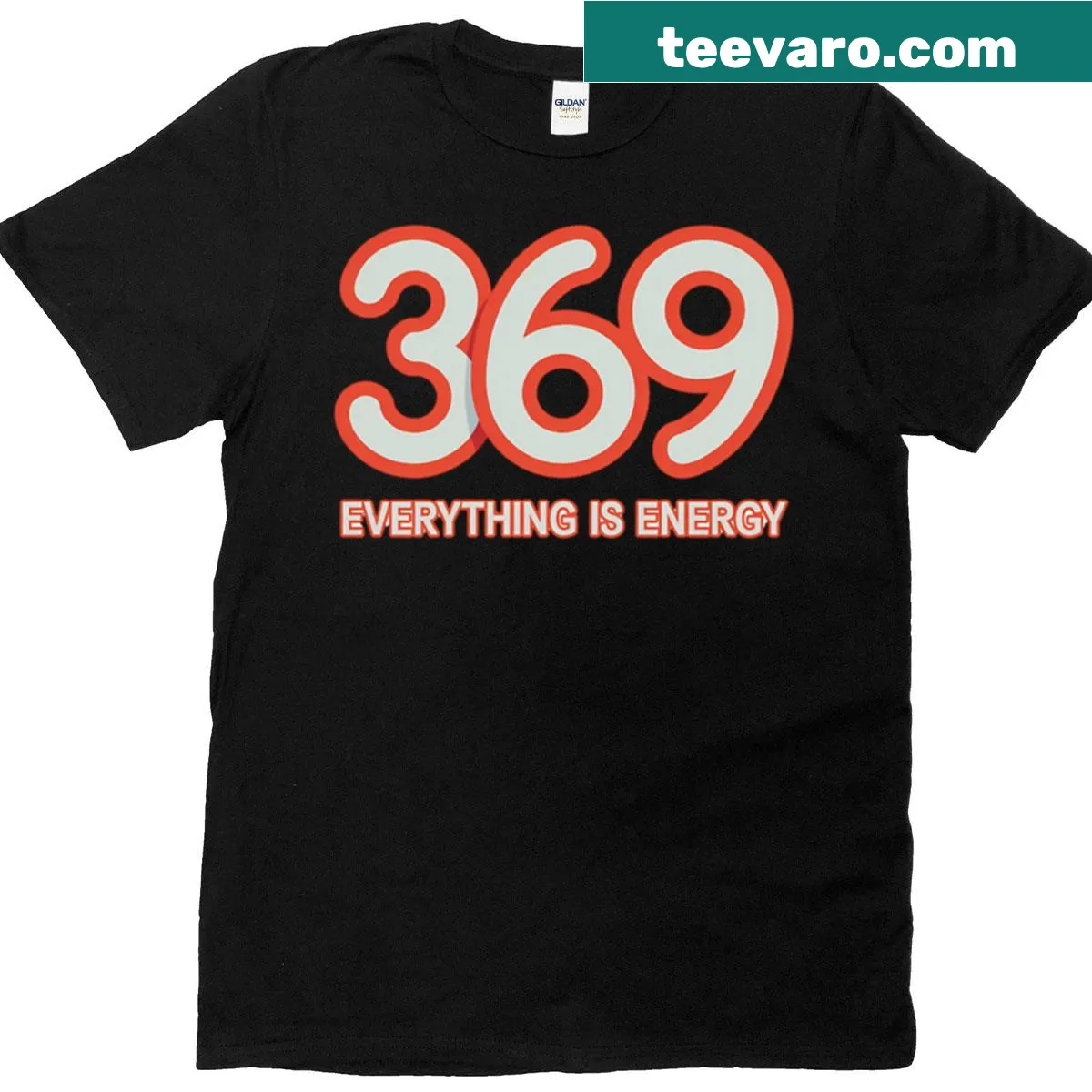 T-shirt featuring 'Everything Is Energy' text with sacred numbers design — on a men's t-shirt