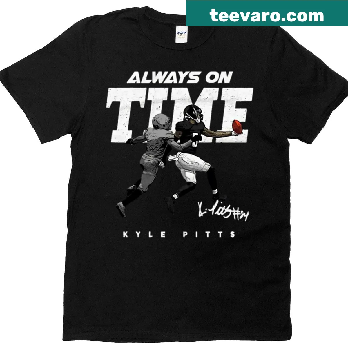 Always On Time Kyle Pitts T-shirt with playful typography — on a men's t-shirt