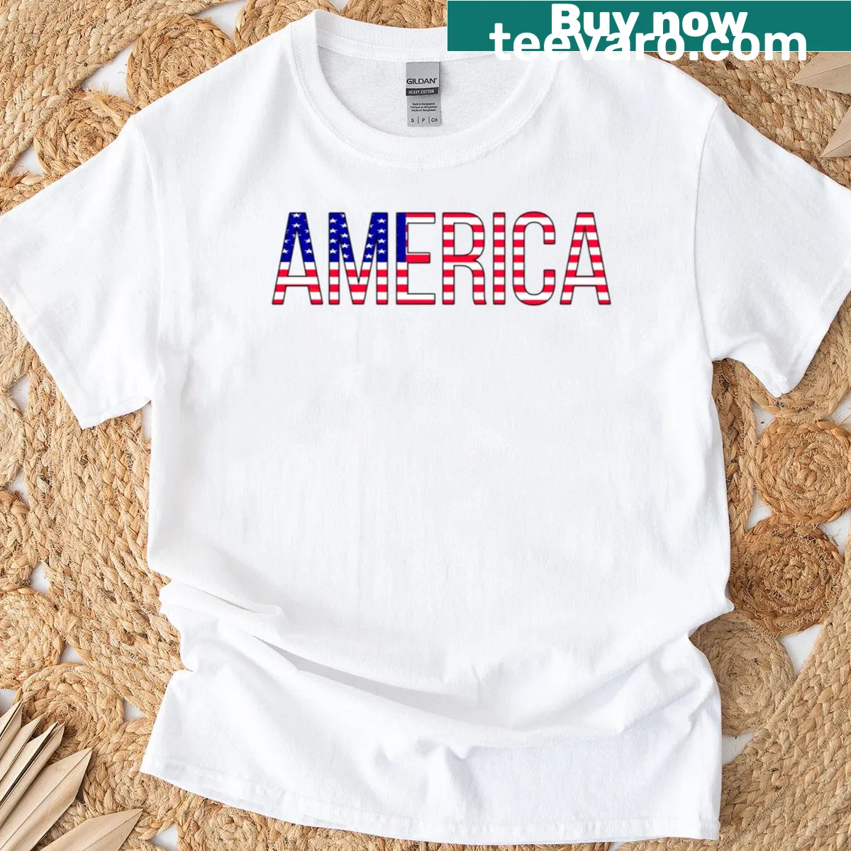 Patriotic American flag design on a T-shirt — on a men's t-shirt