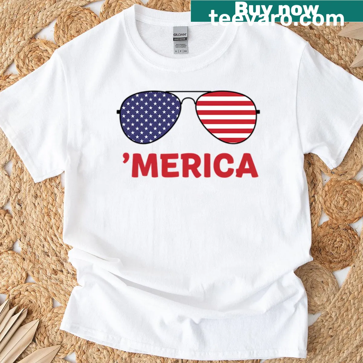 Patriotic toddler T-shirt featuring the American flag — on a men's t-shirt