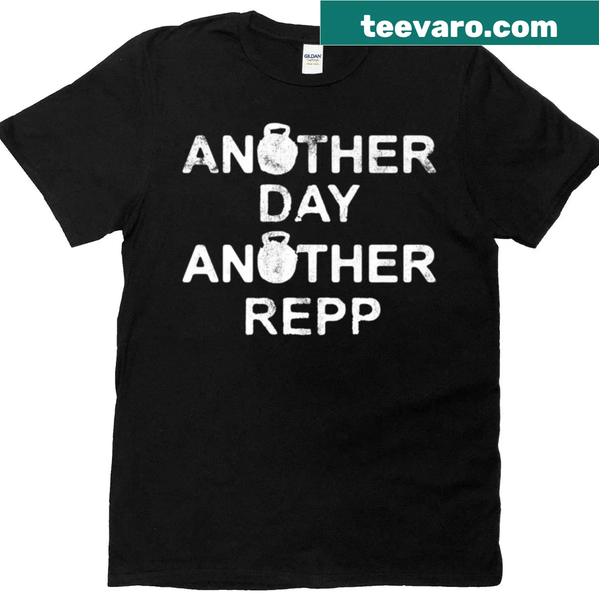 Graphic shirt with the phrase 'Another Day Another Repp' for gym lovers — on a men's t-shirt