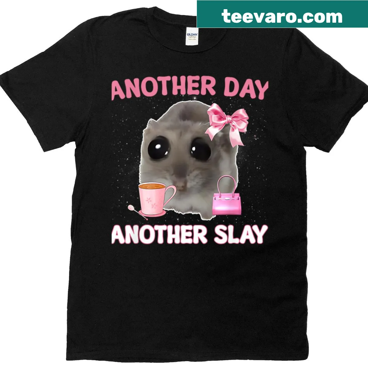 Oversized T-shirt with a sad hamster meme design — on a men's t-shirt