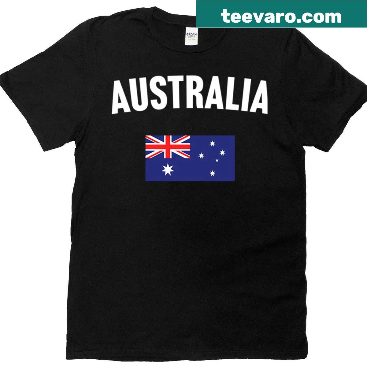 T-shirt featuring the iconic Australian flag design — on a men's t-shirt
