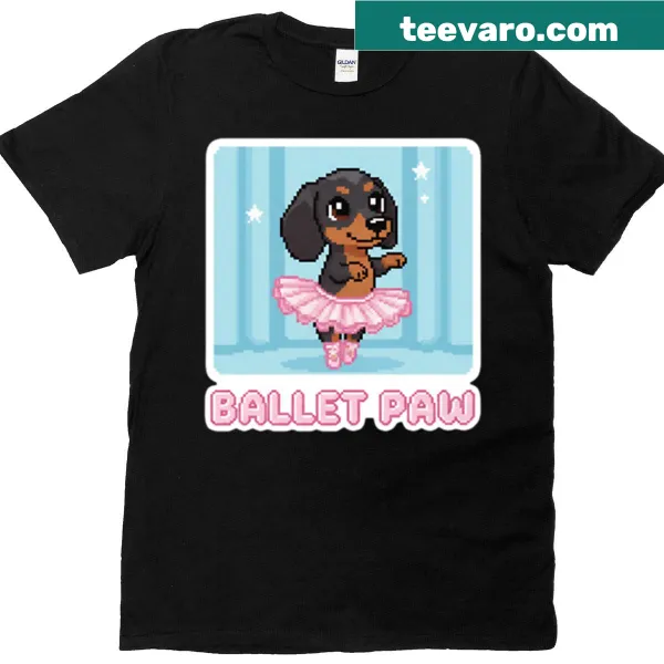 Oversized T-shirt featuring dancing dachshunds in ballet attire