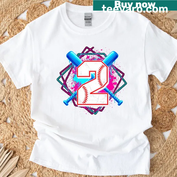 Birthday T-shirt with ice cream drip design and number 2 for kids