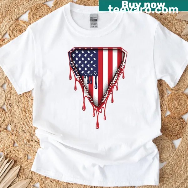 Illustration of a boy with ice cream in baseball attire with an American flag.