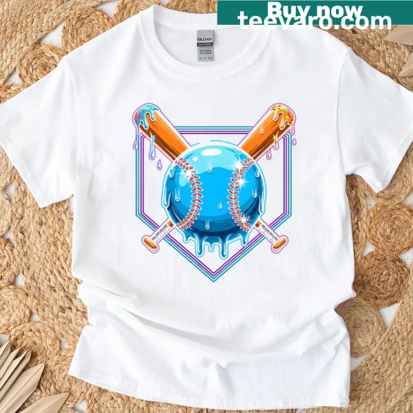 Youth baseball T-shirt featuring ice cream drip design