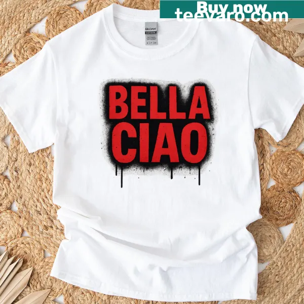 Bold typography T-shirt featuring Bella Ciao in graffiti style