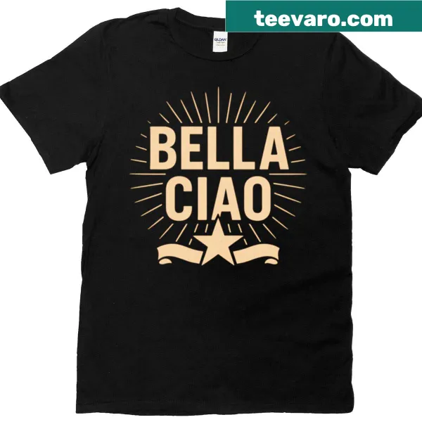 Retro-style design inspired by propaganda art on a T-shirt.