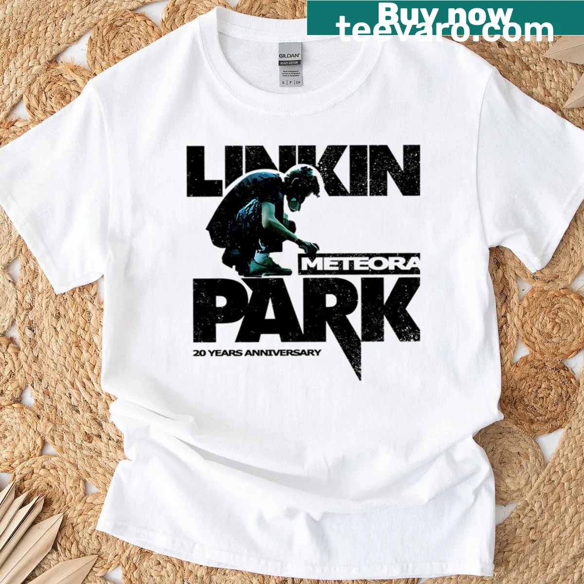 Linkin Park tribute T-shirt with typographic design — on a men's t-shirt