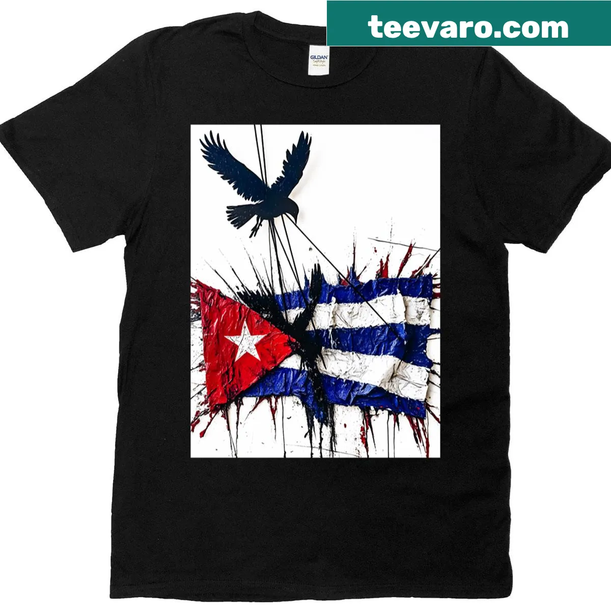 T-shirt with an artistic illustration of birds flying — on a men's t-shirt