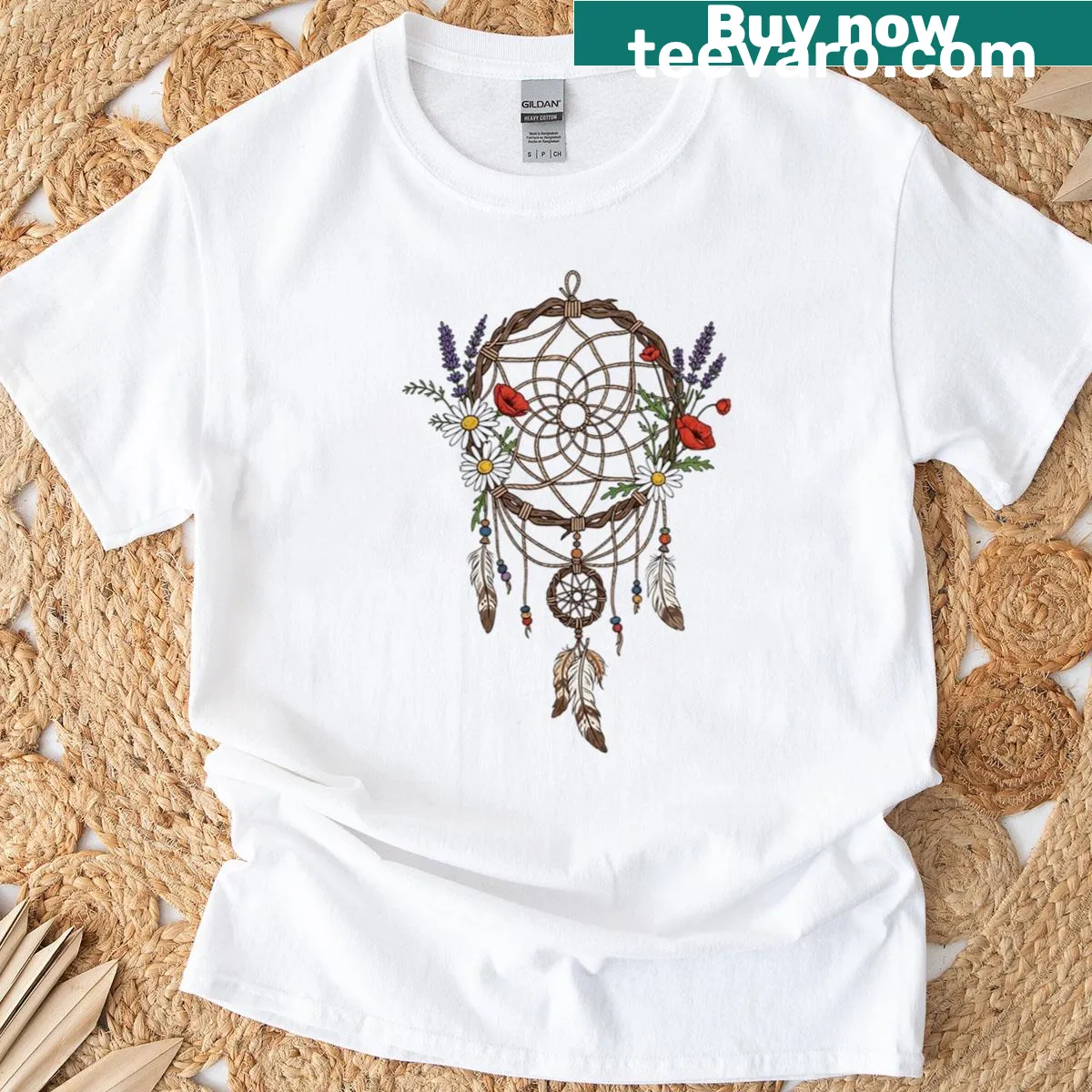 Bohemian dreamcatcher illustration on a T-shirt — on a men's t-shirt
