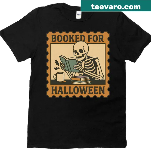 Cartoon skeleton reading a book for Halloween design