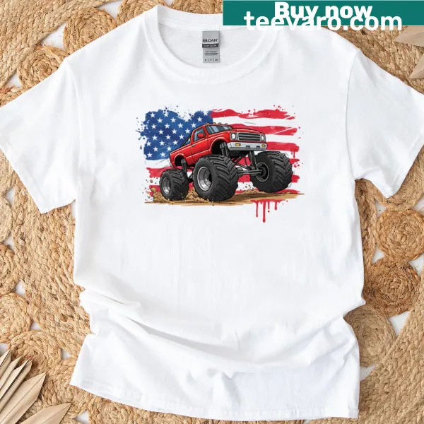 Patriotic t-shirt for boys featuring an American flag design.