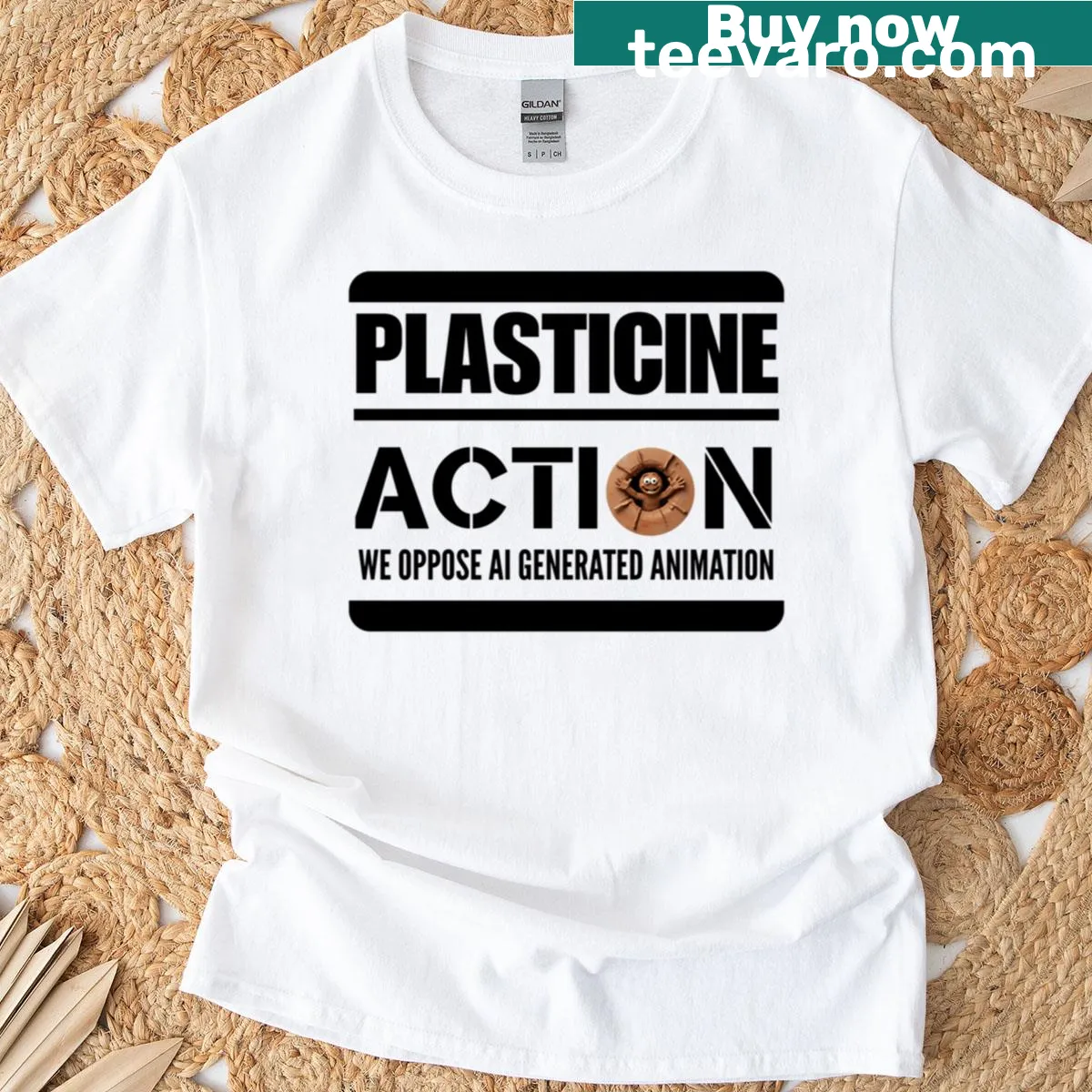 T-shirt with the humorous phrase 'Brown Plasticine Man' in bold text. — on a men's t-shirt