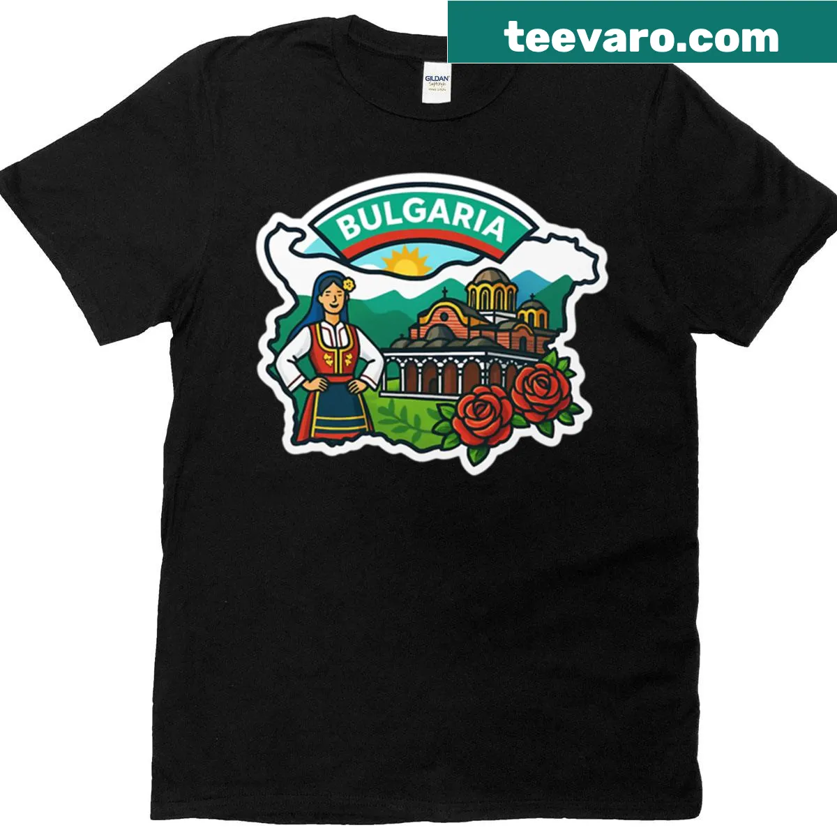 Graphic design T-shirt celebrating Bulgarian culture — on a men's t-shirt