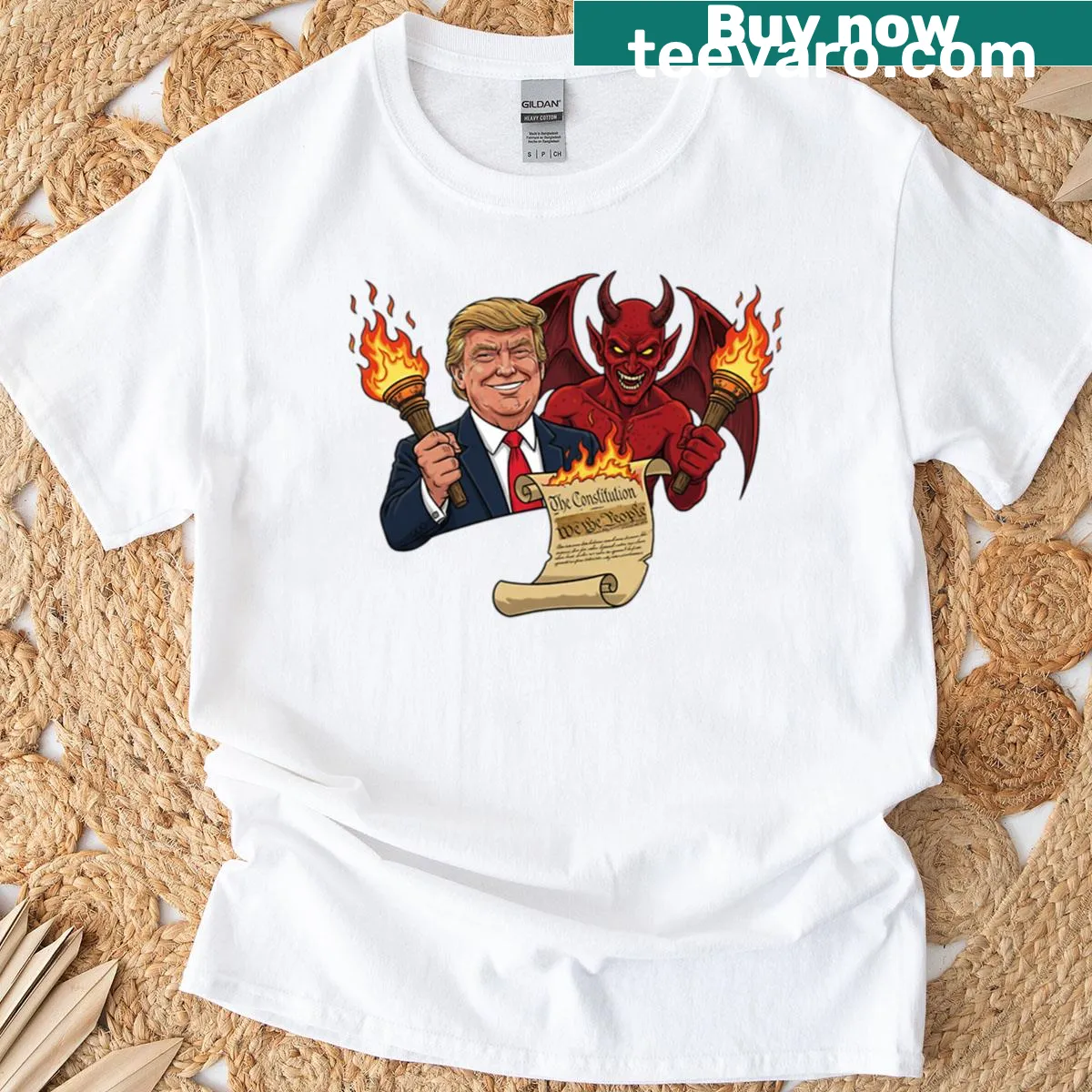 T-shirt featuring a graphic symbolizing burning liberty and a powerful message — on a men's t-shirt