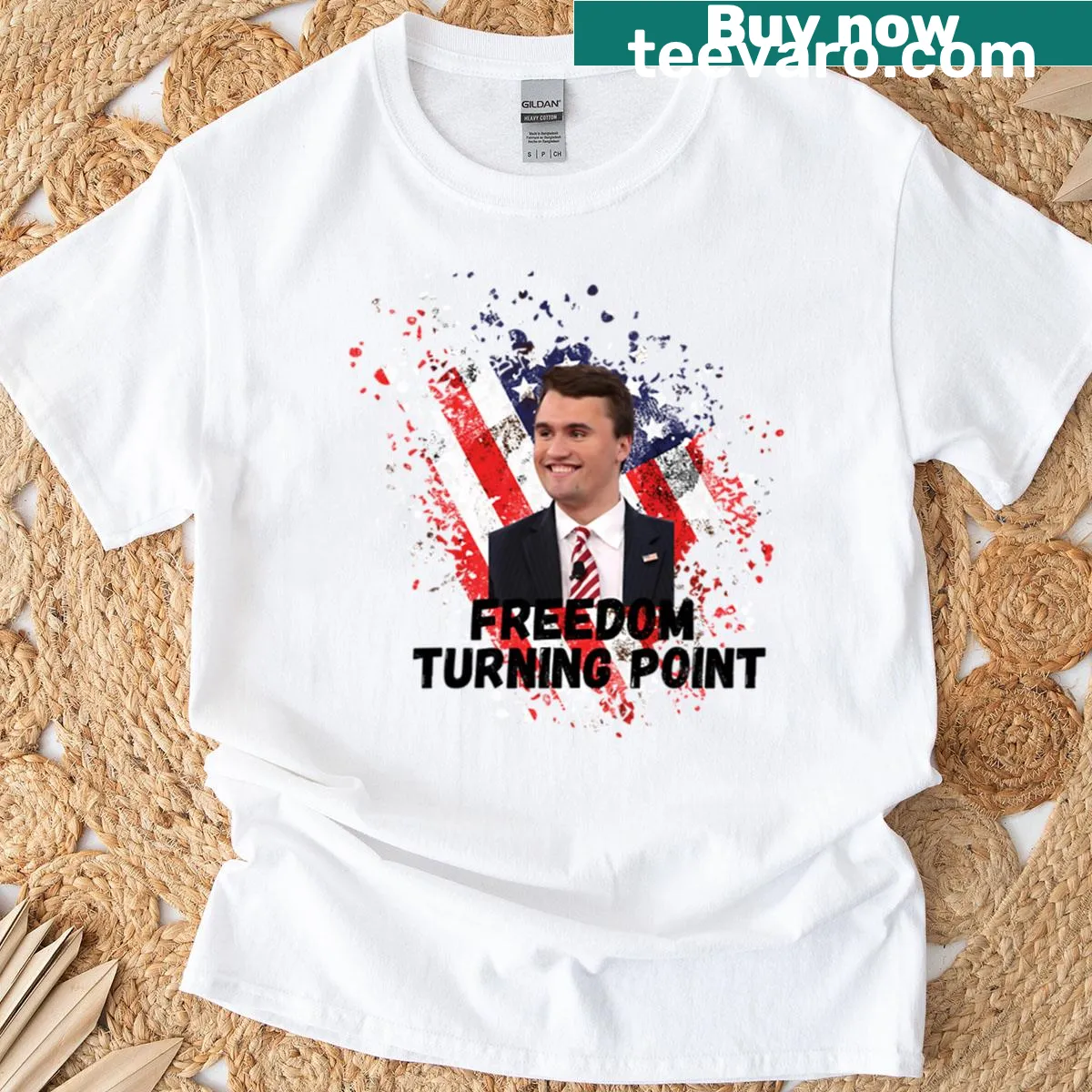 T-shirt with a motivational freedom message by Charlie Kirk — on a men's t-shirt