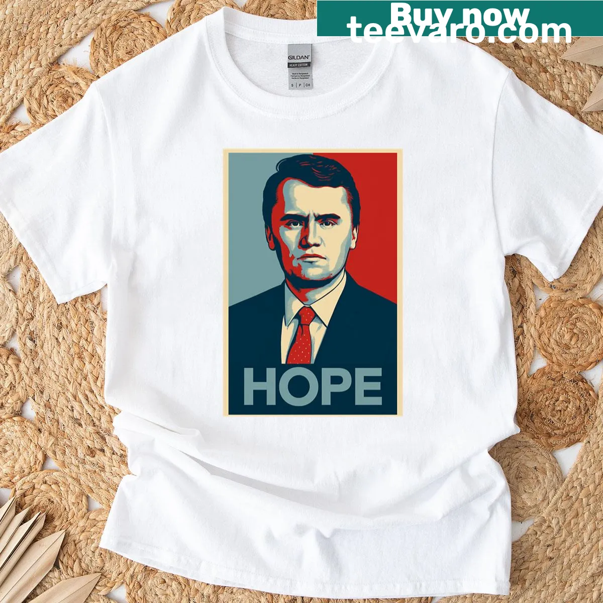 Hope graphic typography on a Charlie Kirk T-shirt — on a men's t-shirt