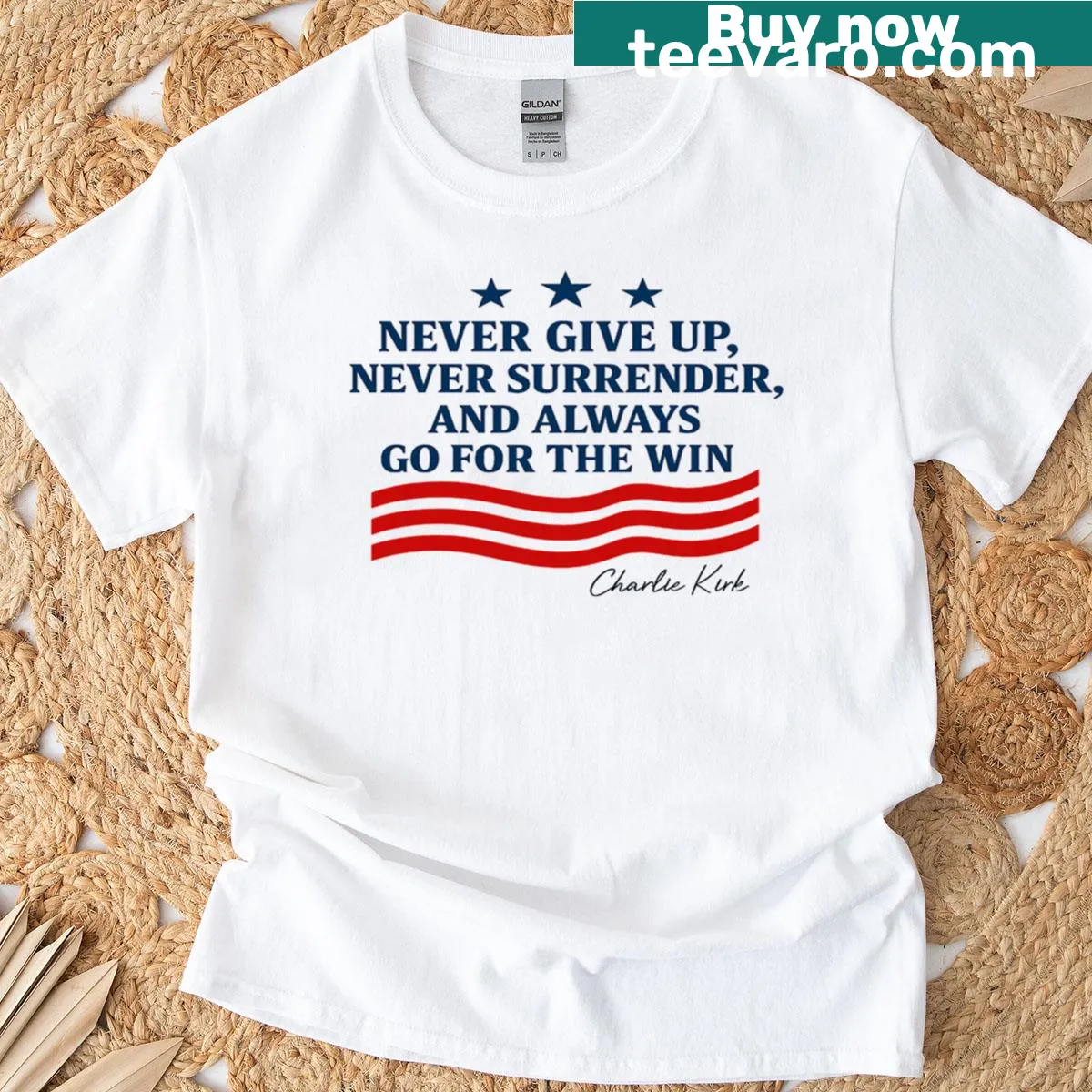 Motivational quote with USA flag design — on a men's t-shirt