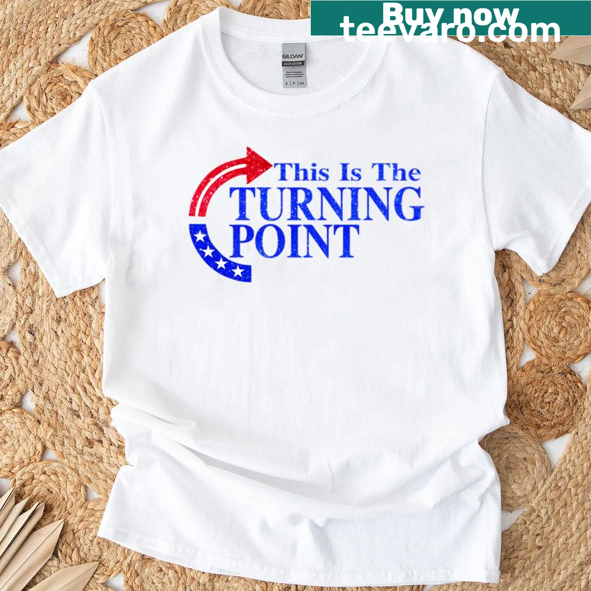 Patriotic t-shirt featuring the phrase 'This Is The Turning Point' — on a men's t-shirt