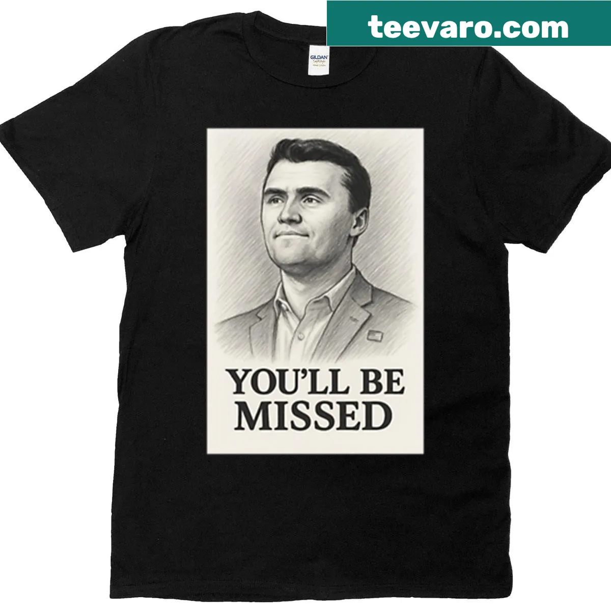 Artistic tribute fan art t-shirt for Charlie Kirk — on a men's t-shirt