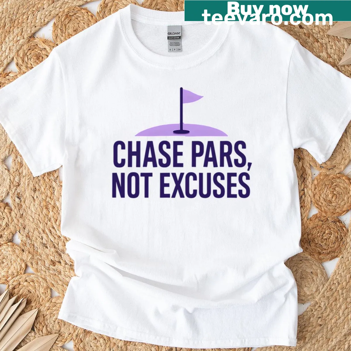 Motivational t-shirt with the phrase Chase Pars Not Excuses — on a men's t-shirt