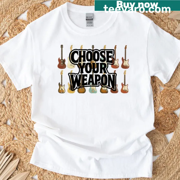 T-shirt with guitar weapon design for rock music fans