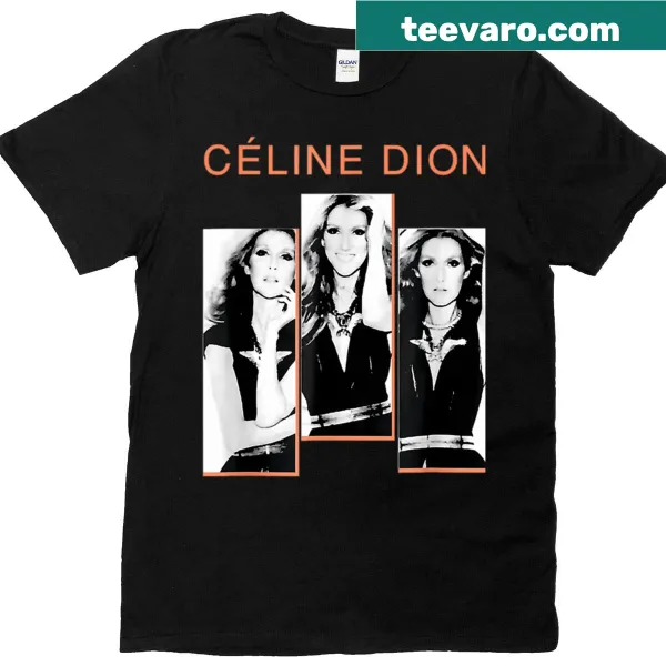 Typography t-shirt with 'Cline Dion Mtal' in bold letters
