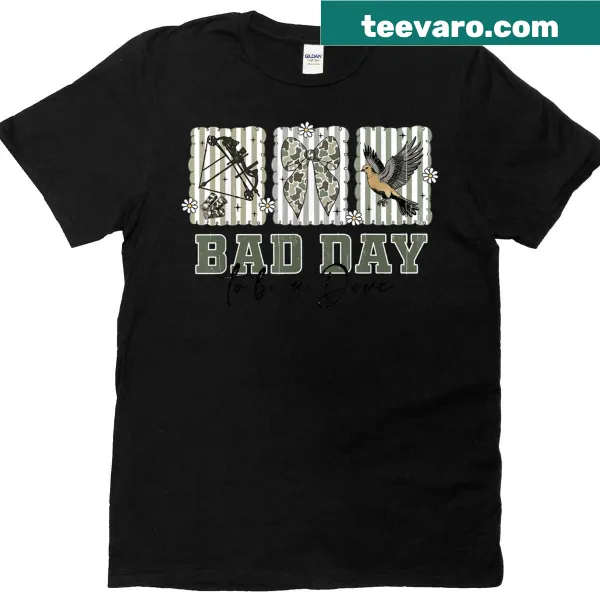 Text t-shirt with coquette bow and humor about dove hunting