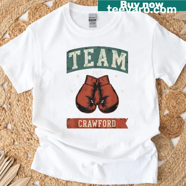 Retro boxing-themed t-shirt featuring the Crawford last name