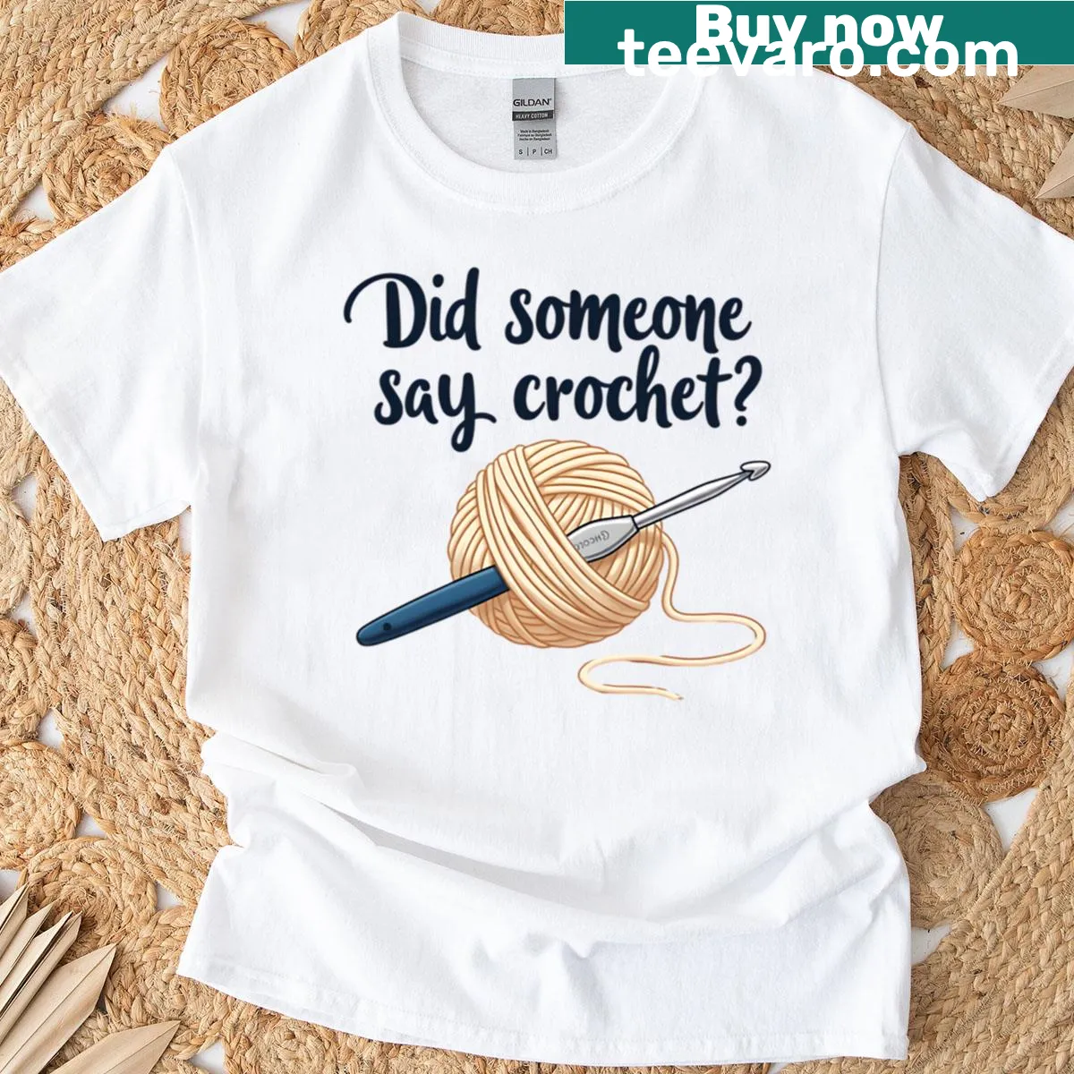 Funny crochet-themed t-shirt featuring a humorous design — on a men's t-shirt