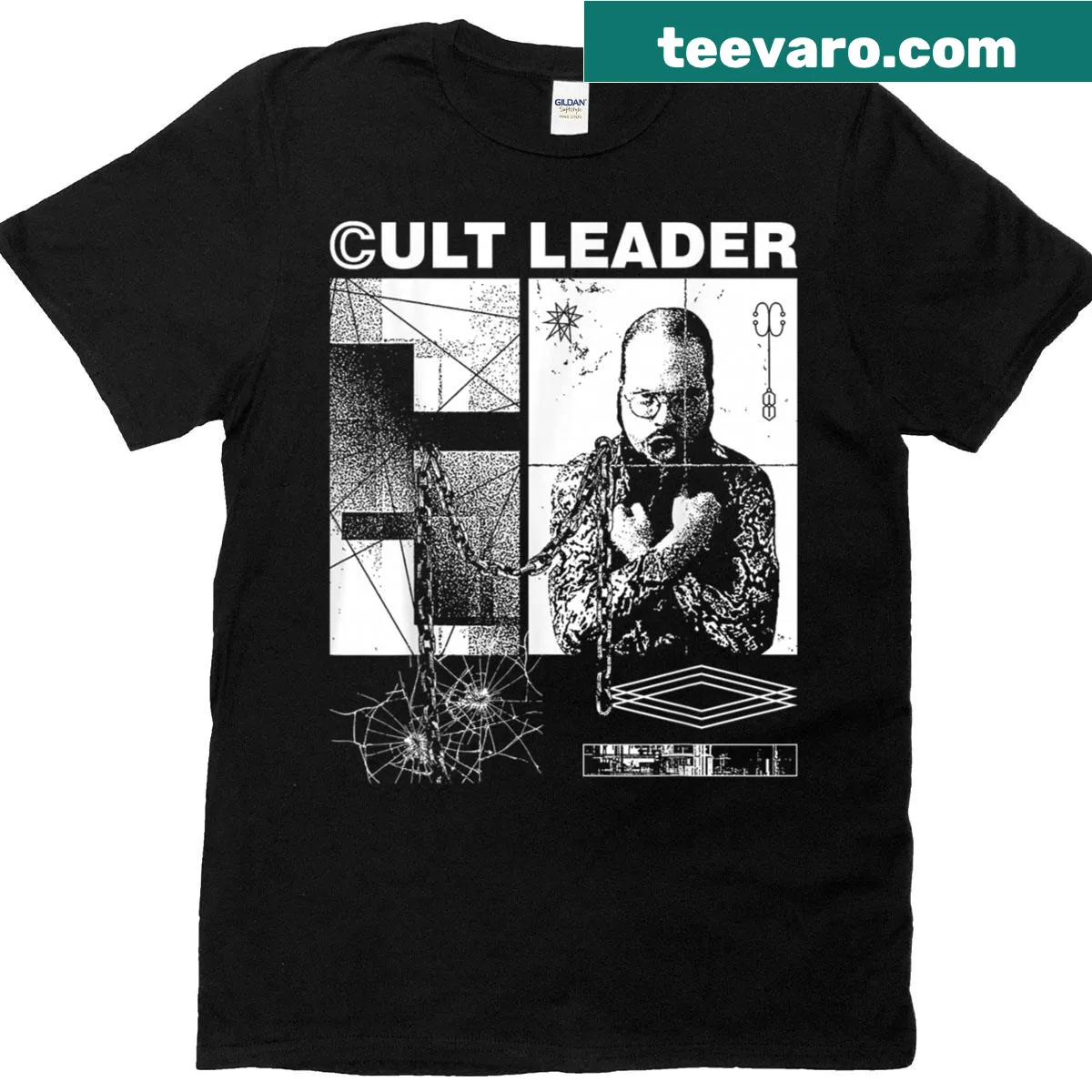 Illustrative Cult Leader Kingcobrajfs t-shirt with quirky design — on a men's t-shirt